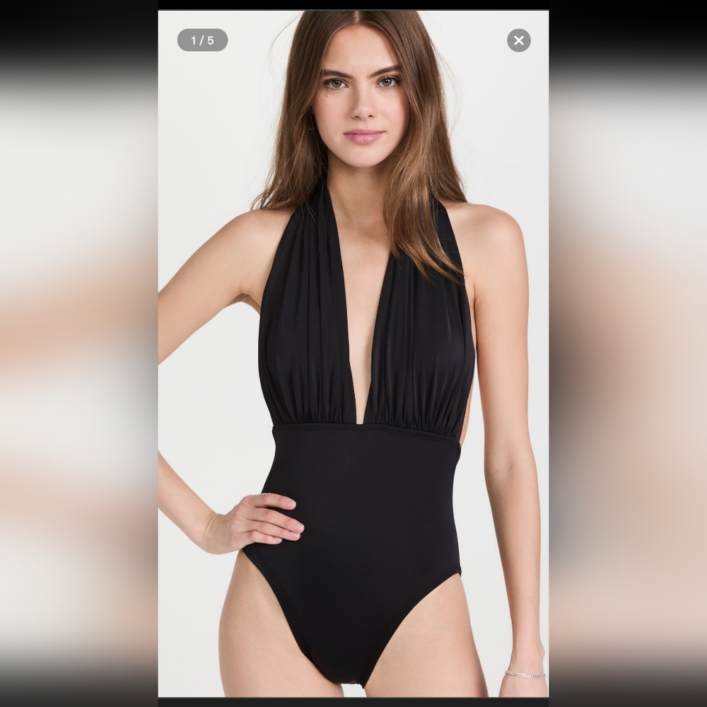 NORMA KAMALI MIO HALTER ONE PIECE SWIMSUIT /BLACK _SZ: MEDIUM
